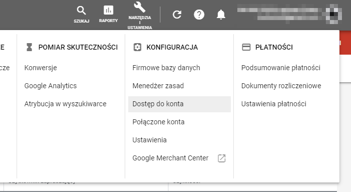 Rozwijane "Narzędzia i Ustawienia"